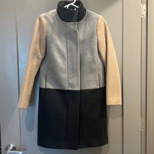 JCrew colorblock stadium-cloth cocoon coat, size 0 petite